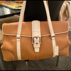 Coach tan & ivory leather bag